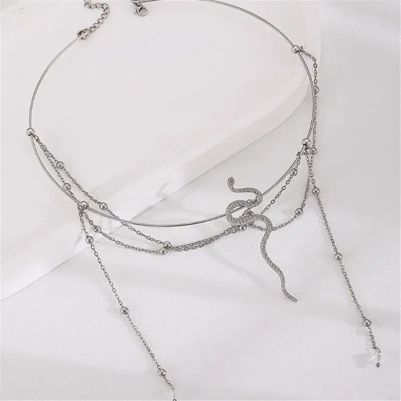 D0uf регулируемые серпентинские кисточки Choker заманчивые Ожерелье Стильная