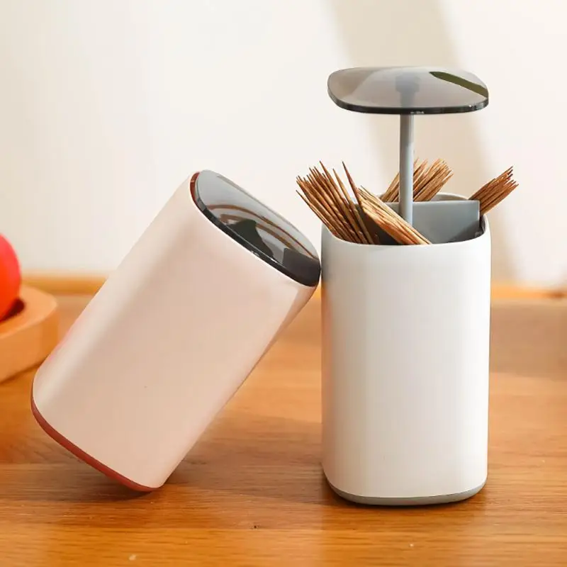

Push-Type Toothpick Box Creative Automatic Four-Divided Tip Cotton Swabs Storage Box Floss Storage Toothpick Kitchen Accessories