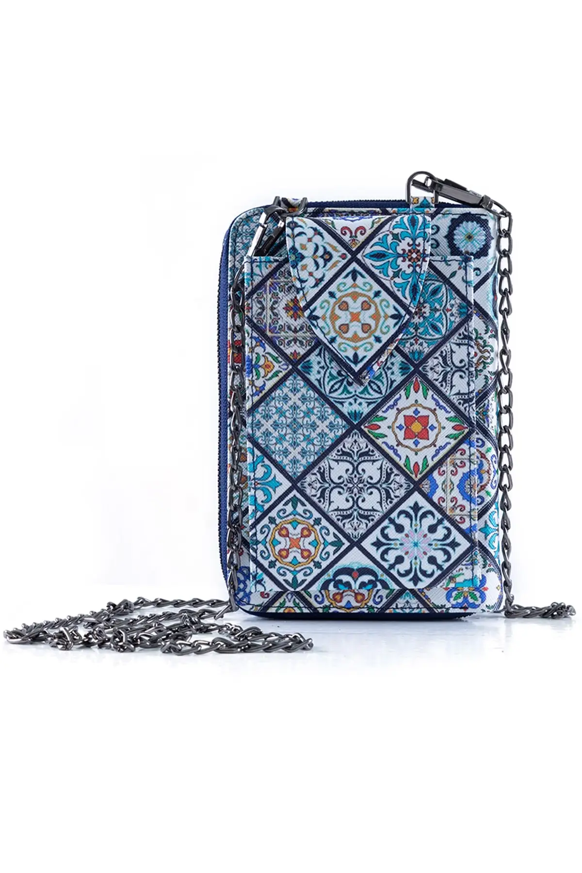 

Стильный женский кошелек с рисунком в виде плитки, регулируемая телефонная сумка, Синий X кредитный чехол для паспорта