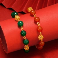 24k gold bracelets for women indian faith pray lucky green red rhinestone charm bracelet bride wedding beads luxury jewelry