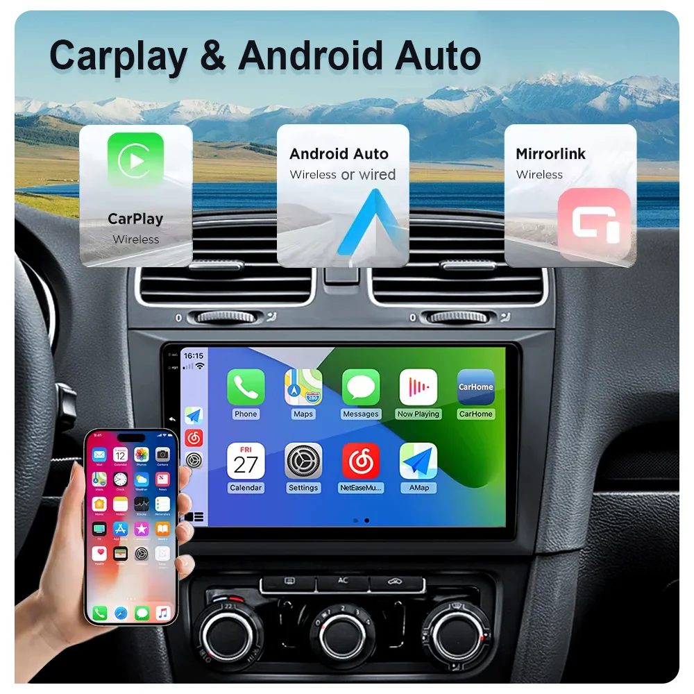 Фото Автомагнитола Carplay Auto Android 16 для Honda CIVIC 2000-2006 с GPS-навигацией, мультимедиа и видеоплеером (без 2DIN) №3