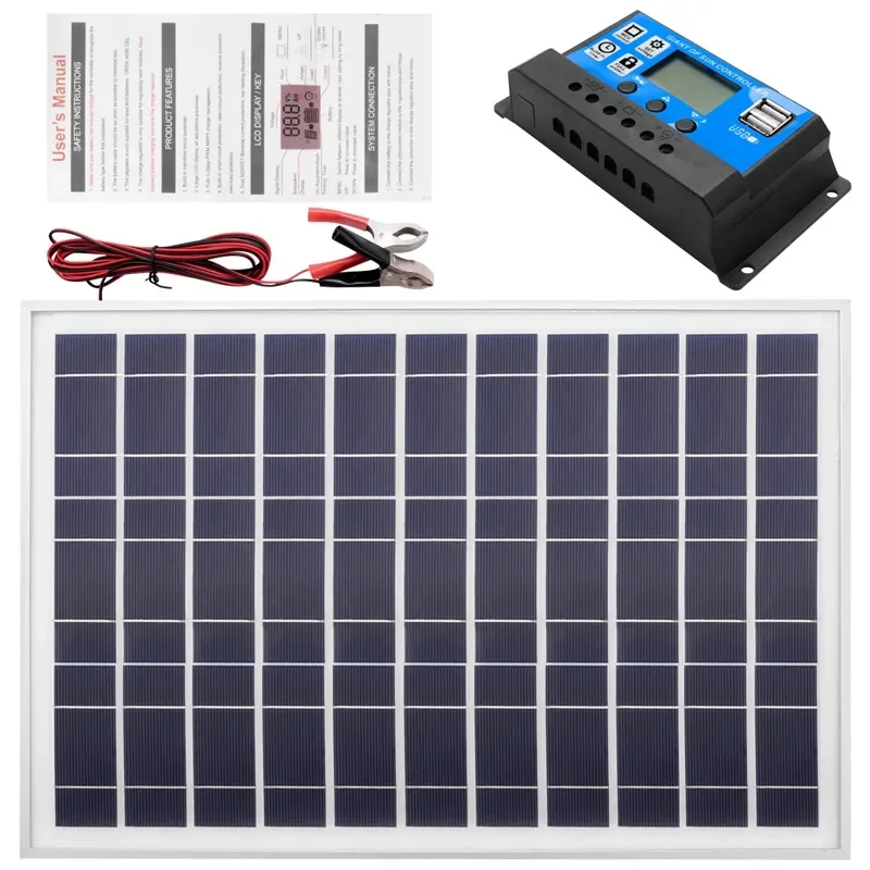 

30W 12V Solar Panel Battery Charger+40A Controller For RV Car Boat Home Camping