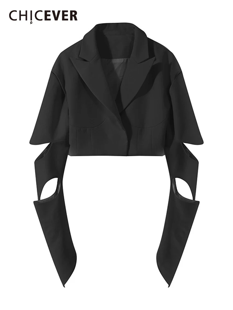 

CHICEVER Asymmetrical Blazer For Female Notched Long Sleeve Cut Out Casual Women's Blazers 2022 Spring Fashion Clothes New Style