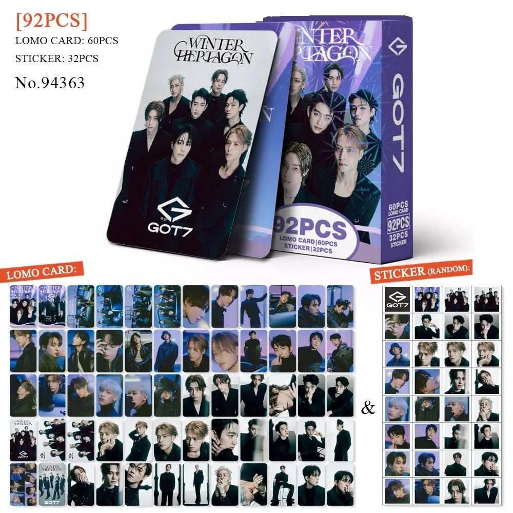 92 шт./компл. GOT7 Idol новый альбом WINTERHEPTAGON Lomo Cards Jackson Jay B JinYoung Mark HD Printd фотокарты и