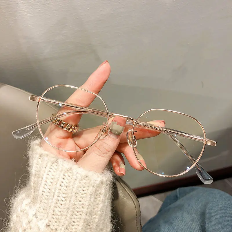 

Classic Elegant Women Anti Blue Light Glasses Metal Round Frame Gold Black Eye Protection Glasses Fashion Eyewear