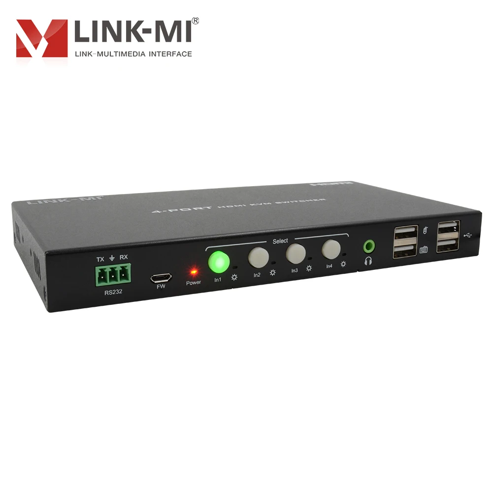 Фото USB KVM-переключатель, 4x1, 4K 60 Гц, с нижним портом для Sup-серфинга, аналоговый цвет, автоматический переключатель, 4-портовый HDMI KVM-переключатель №5