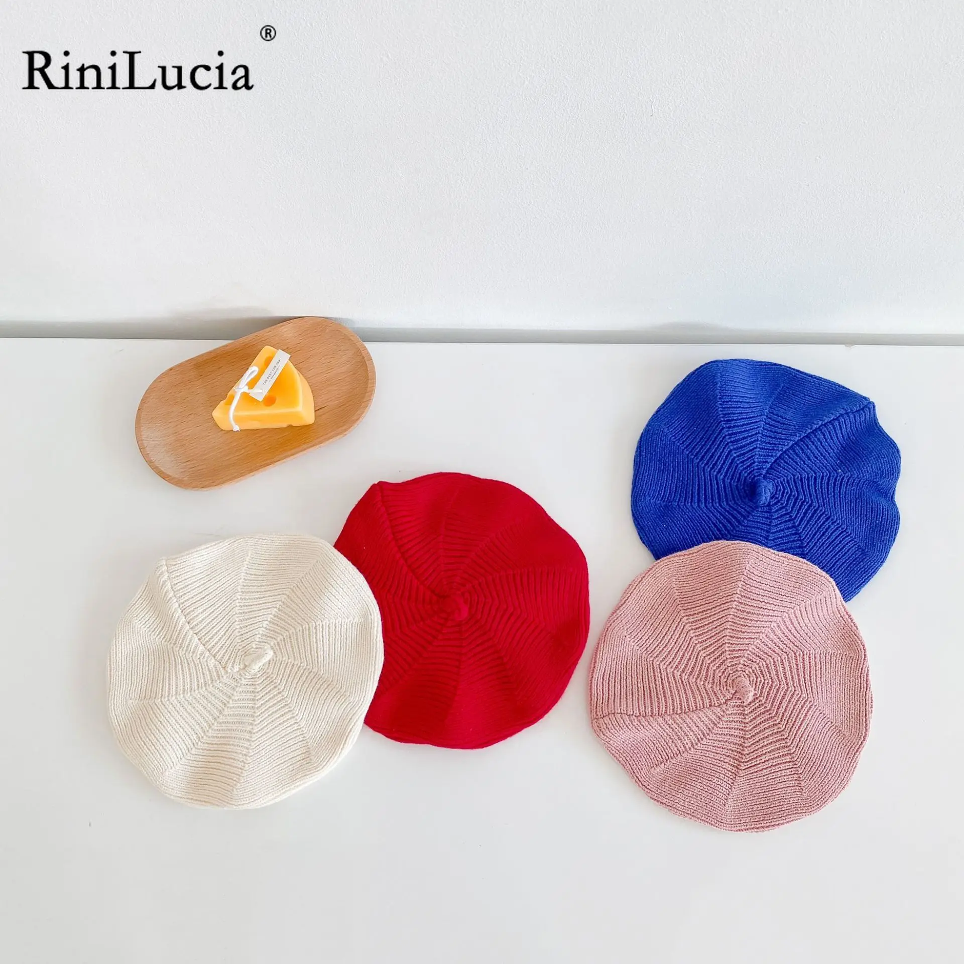 

RiniLucia Fashion Baby Knitted Beret Hat Solid Children's Warm Hats Autumn Winter Cap For Girls Kids Bonnet Accessories