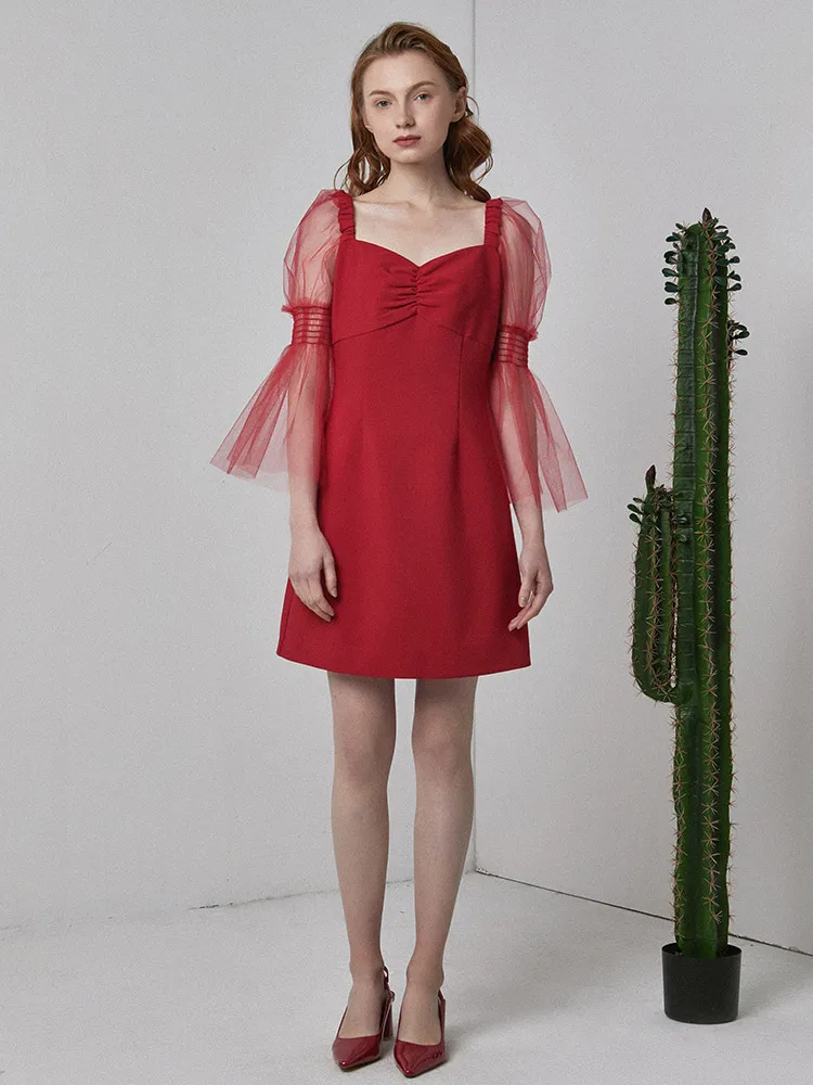 

Женское элегантное и винтажное газовое платье с рукавом от нишевого дизайнерского бренда в Китае