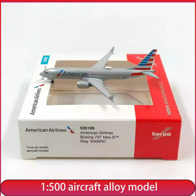 Фото Модель самолета Herpa 1:500 American Airlines Boeing 737 Max 8 535199, имитационная, из сплава, для декора №1