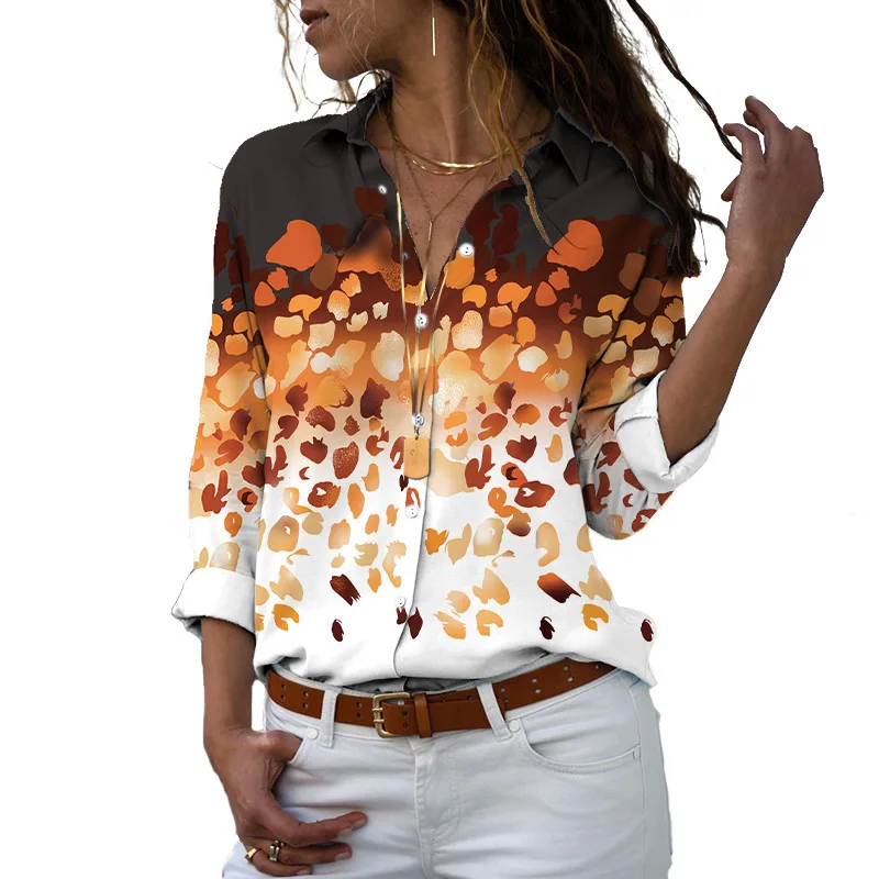 

Модная женская рубашка, Повседневная рубашка с длинным рукавом, женские блузки на весну и осень, вечерняя блузка, женская блузка с воротнико...