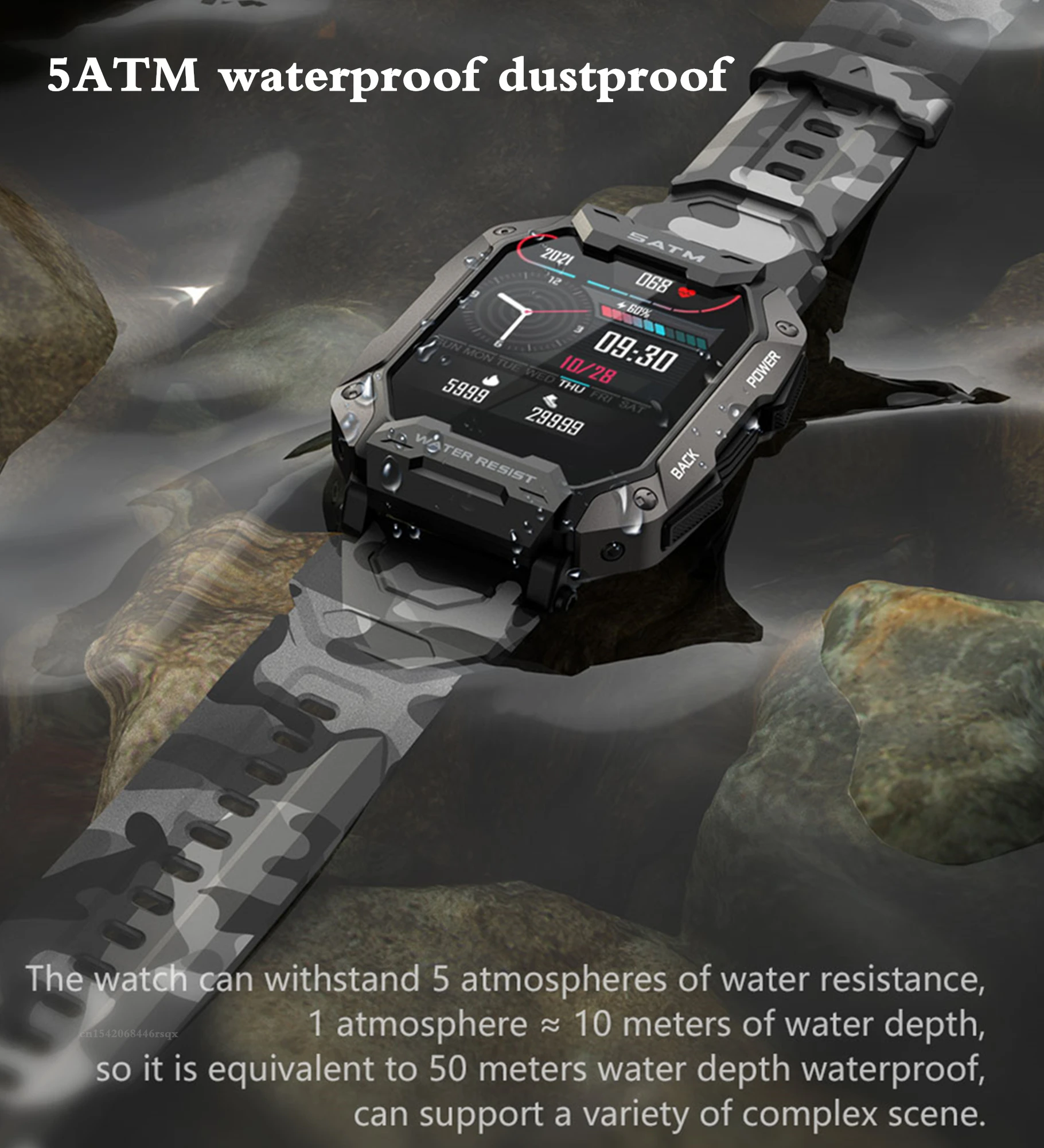 

C20 Smart Watch 5ATM Waterproof Dustproof 24 Hour Sport Mode Swim Watch Outdoor Sport Watch Custom Dial 1.71“ HD Screen PK C16