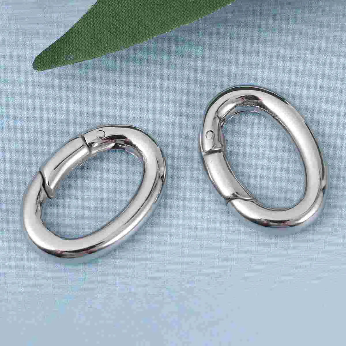 

2pcs Stainless Steel Spring Oval Rings Carabiner Snap Clip Hooks Keyring Buckle DIY Craft Making Camping accsesories