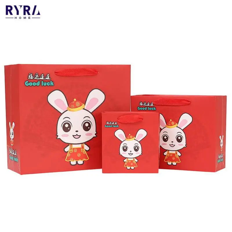 

Rabbit Year Cartoon Gift Bag Handbag New Year Gift Bag Paper Bag Spring Festival Gift Bag Packaging Bag Gift Bag Handbag Newest