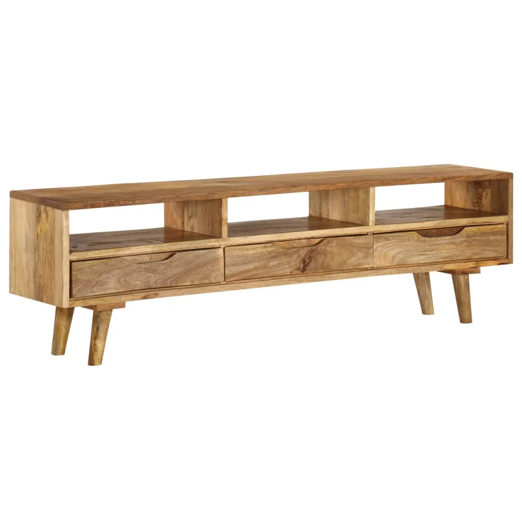 

TV Media Console Television Entertainment Stands Cabinet Table Shelf Solid Mango Wood 55.1"x11.8"x16.1"