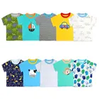 5 шт.лот, случайный цвет хлопковая футболка для маленьких мальчиков Повседневные Шорты Для маленьких мальчиков летние футболки с рукавами для новорожденных от 3 до 24 месяцев