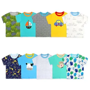 5 шт.лот, случайный цвет хлопковая футболка для маленьких мальчиков Повседневные Шорты Для маленьких мальчиков летние футболки с рукавами для новорожденных от 3 до 24 месяцев