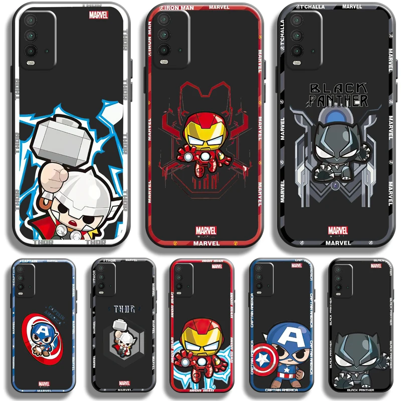 

Marvel Avengers Captain America For Xiaomi Redmi 9T Phone Case For Redmi 9T Case Black Silicone Cover Liquid Silicon Funda Soft