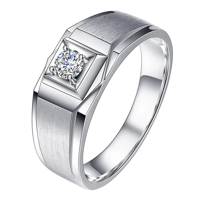 

Sterling Silver S925 Mossan Stone Ring Male Platinum Shining Sumptuous Diamond Wedding Fashion Luxury Fine Preciosity Jewelry