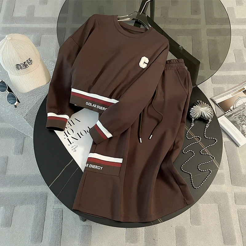 

2023 Autumn Winter New Casual Sweatshirt Two Piece Set For Women Long Sleeved Sweatshirt+High Waist Mini Skirt Matching Suit
