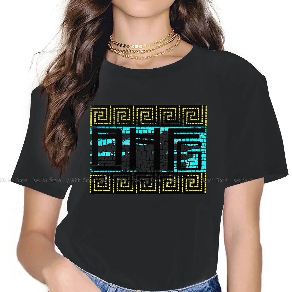 

Fangirl Mosaic Women Clothes Roman Mythology Janus Vesta Archaic Triad Saturn Oversized T-shirt Goth Vintage Female Blusas