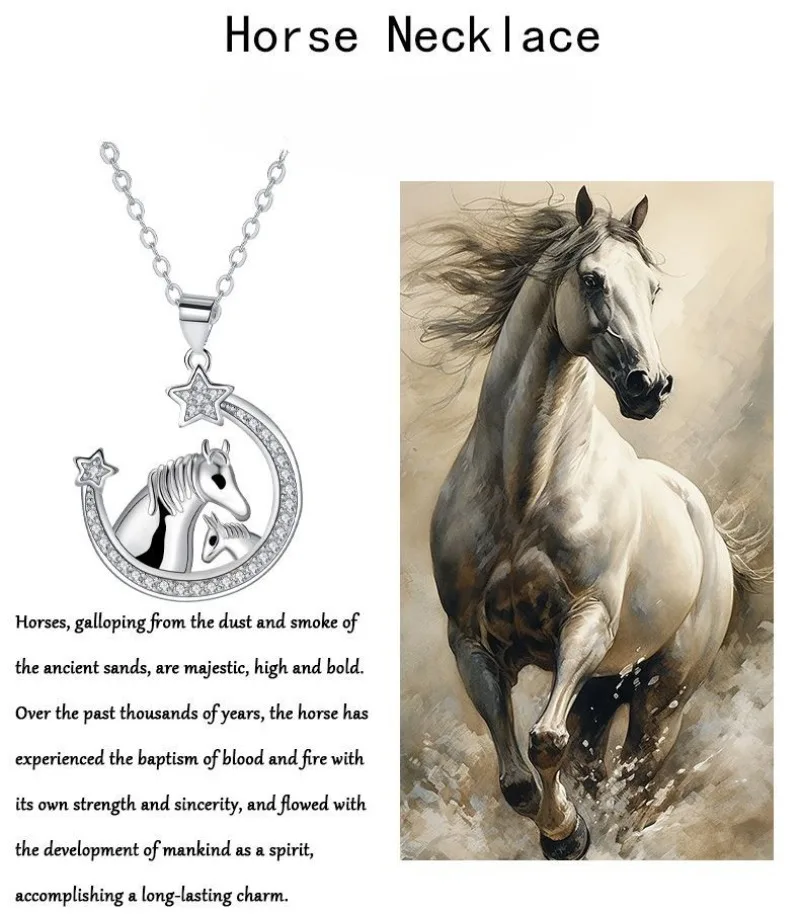 Серебряное женское ожерелье с подвеской ожерелья для матери лошади и ребенка