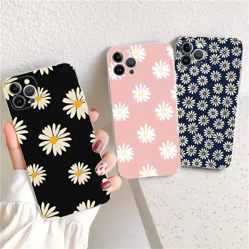 

Fashion Fresh Little Daisy Flower Phone Case For iPhone 14 13 12 11 Pro Max XS X XR SE 2020 6 7 8 Plus Mini Transparent Shell