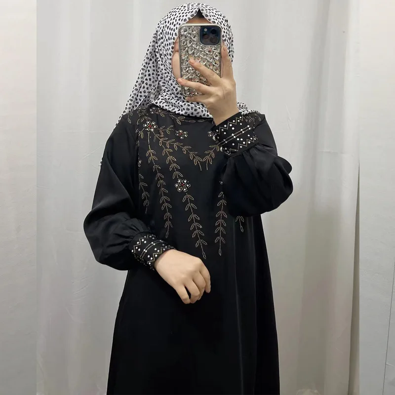 Morocco Eid Muslim Women 2023 New Diamonds Dress Abaya Party Dresses Dubai Arab Turkey Ramadan  جلابيه نسائية   long dress