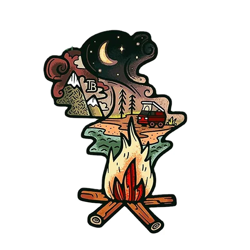 

Fashion For Bonfire Nights Vanlife Car Stickers Occlusion Scratch Creative Decals Bumper Trunk Decor Car Goods 13cm X 9.2cm