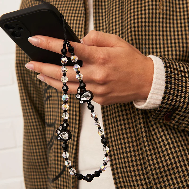 Цепочка для телефона с хрустальными бусинами