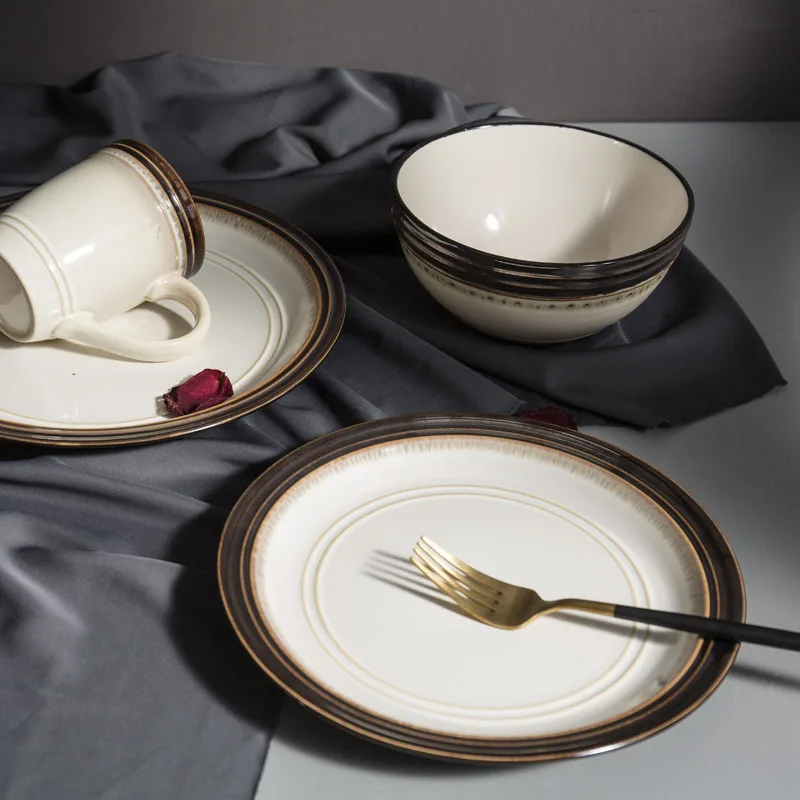 

Фарфоровая тарелка для свадебной вечеринки, полный набор, кухонная тарелка для горячих десертов, тарелка для салата, закусок, фруктов, тарел...