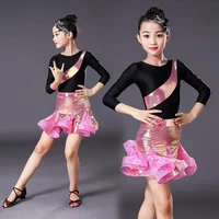 children dress for dancing 2022 latin dance dresses for girls short full sleeve salsa tango kids dance costume skirt ballroom