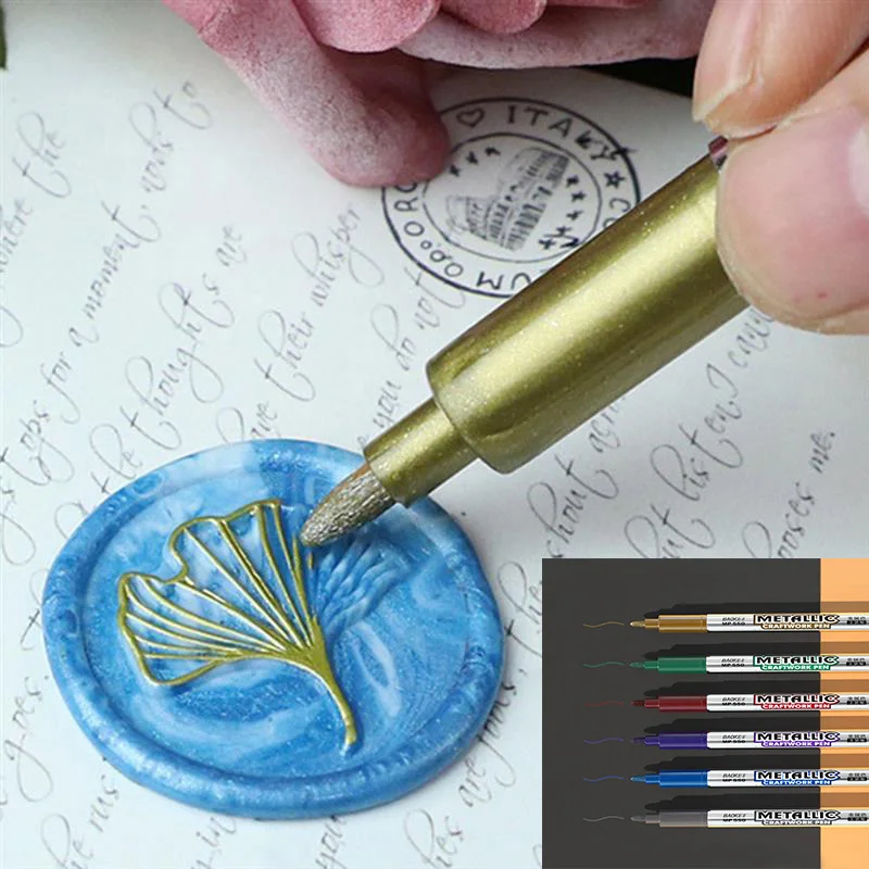 

6 Colors Fire Paint Seal Special Pens Graffiti Wax Stamp Markers Pen for Sealing Stamp Vintage Waxing Coloring Pens Dropshipping