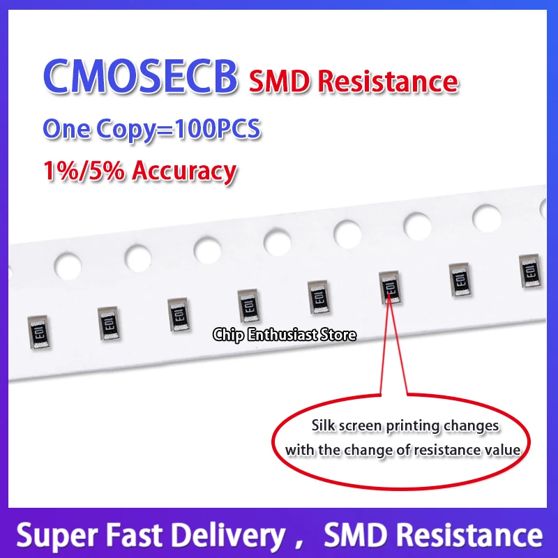 

100PCS Resistor 0603 5.1R 5.1R 1/10W Accuracy1% 1608 1.6*0.8MM SMD-2 Chip Resistor