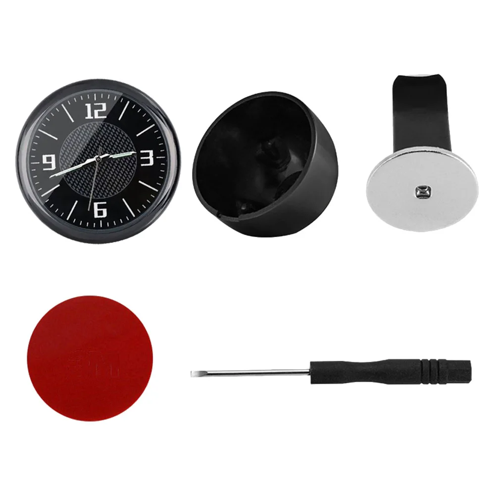 

Small Digital Watch Car Clock Metal Mini Decor Dashboard 4X4CM Universal Air Condition Vent Black Stainless Steel
