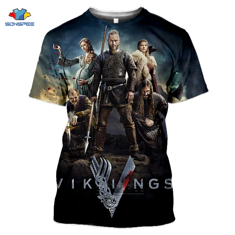 

SONSPEE Tv Series Vikings T Shirt Women Ragnar Lothbrok Tshirt Homme Fashion 3D Print Hip Hop T-Shirts Summer Black Oversize Top