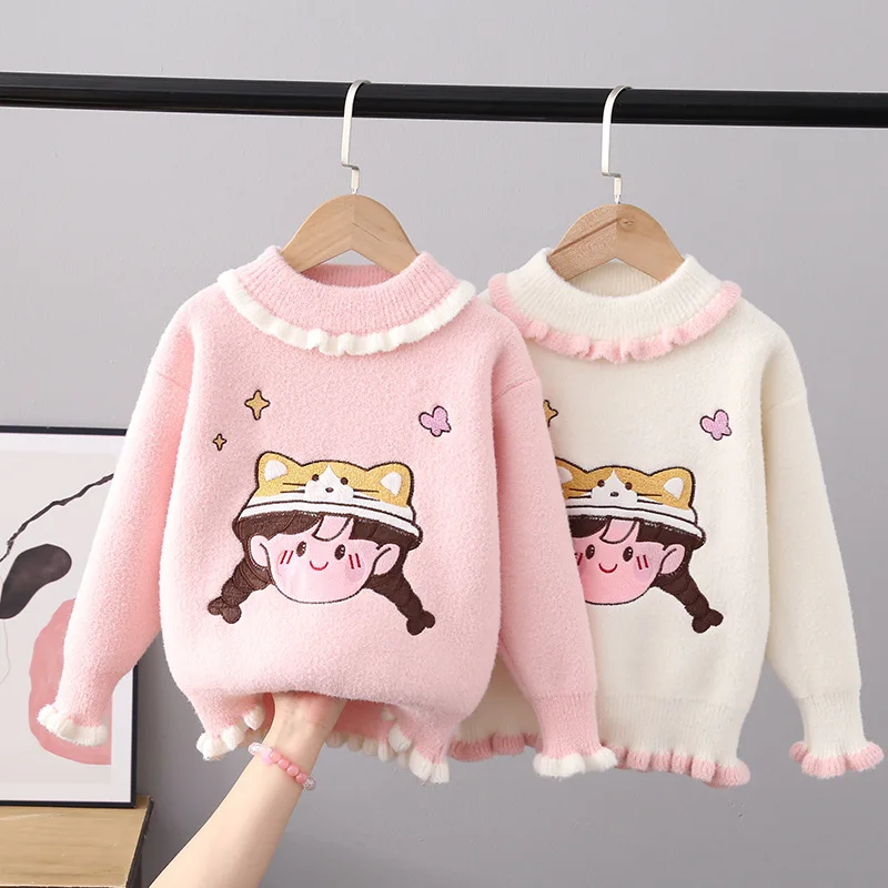 

Girls Sweaters Baby Clothes Soft Smooth Material 3-11 Year Old Autumn Winter Cartoon Girl Children Knitted Sweater Child GY08071