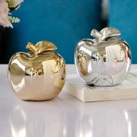 creative ceramic apple crafts silver plated gold apple ornaments christmas gifts home decor living room decoration