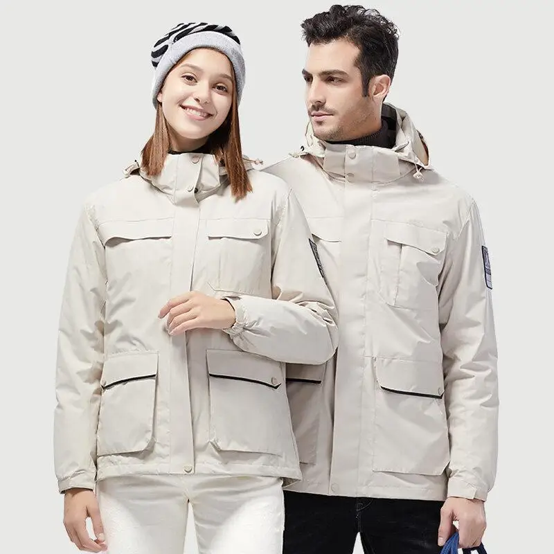 2023New Down Liner Two-piece Three-in-one Lovers' Jackets for Outdoor Sports Windproof Waterproof Warm Jackets for Men and Women