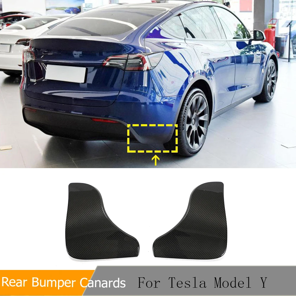 

Сухое углеродное волокно автомобильный сплиттер для заднего бампера Tesla модель Y Sport Utility 4-дверный 2019-2021 задние сплиттеры автомобильные аксе...