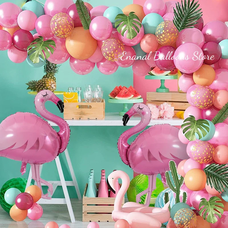 

99 Pieces Tropical Hawaiian Flamingo Balloon Garland Arch Kit Baby Shower Decor Summer Wedding Party Kids Birthday Decorations