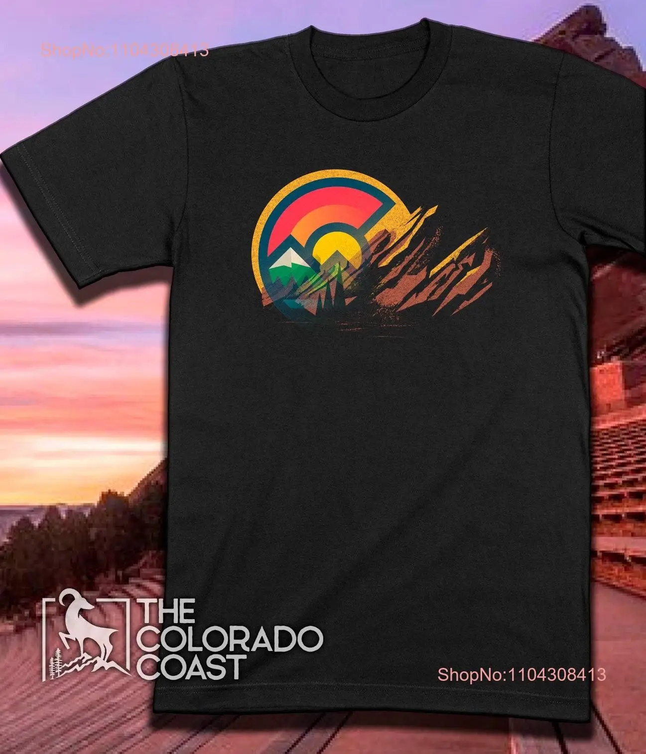 Футболка Red Rocks Amphitheater Best Music Concert Venue Morrison Colorado Souvenir УНИСЕКС с длинными или