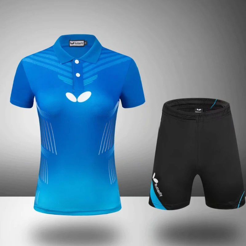 

Male-Femal Tennis T-Shirts OV- Collar Quick Dry Tennis T-Shirt Badminton Clothes Table Tee Shirt SUIT