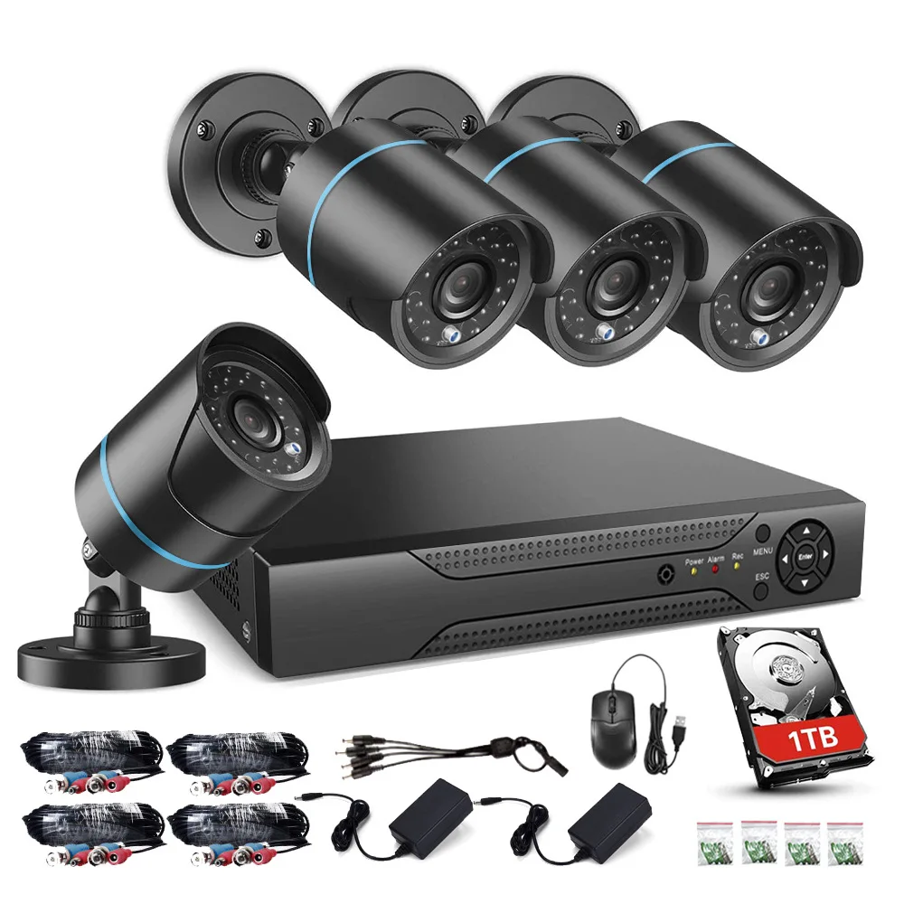 

CCTV Security Monitoring 4CH DVR Camera Kits Alarm Video Phone Remote System