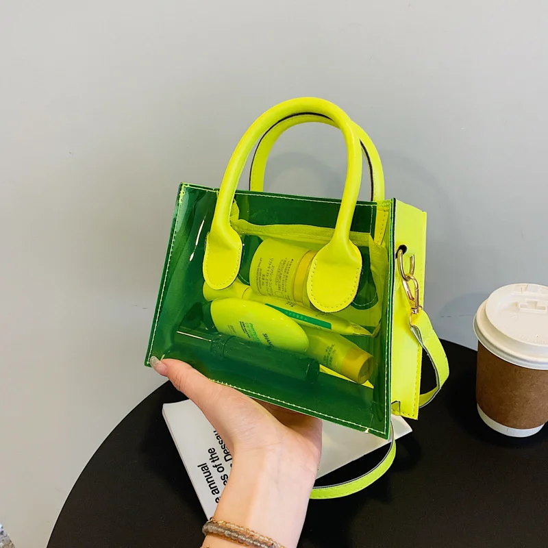 

Jelly PVC Crossbody Tote Bags Women Luxury Designer Summer Clear Handbags Ladies Fashion Versatil Transparent Shoulder Bag