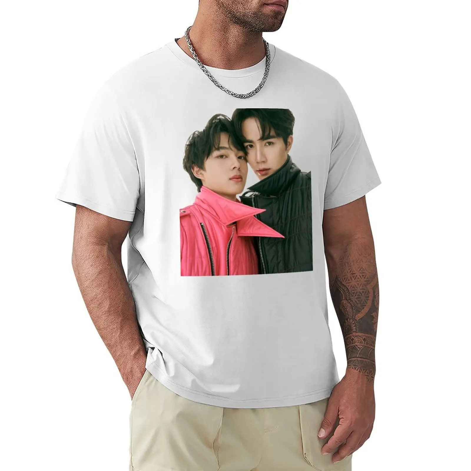 Zeenunew T-Shirt clothes cotton graphic tees plain white t shirts men