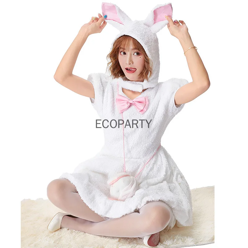 

Animal Party Cute Rabbit Dress Up For Women Stage Show Lop-eared Rabbit Rogue Costume Home Parent-child Costumes Set Headdress
