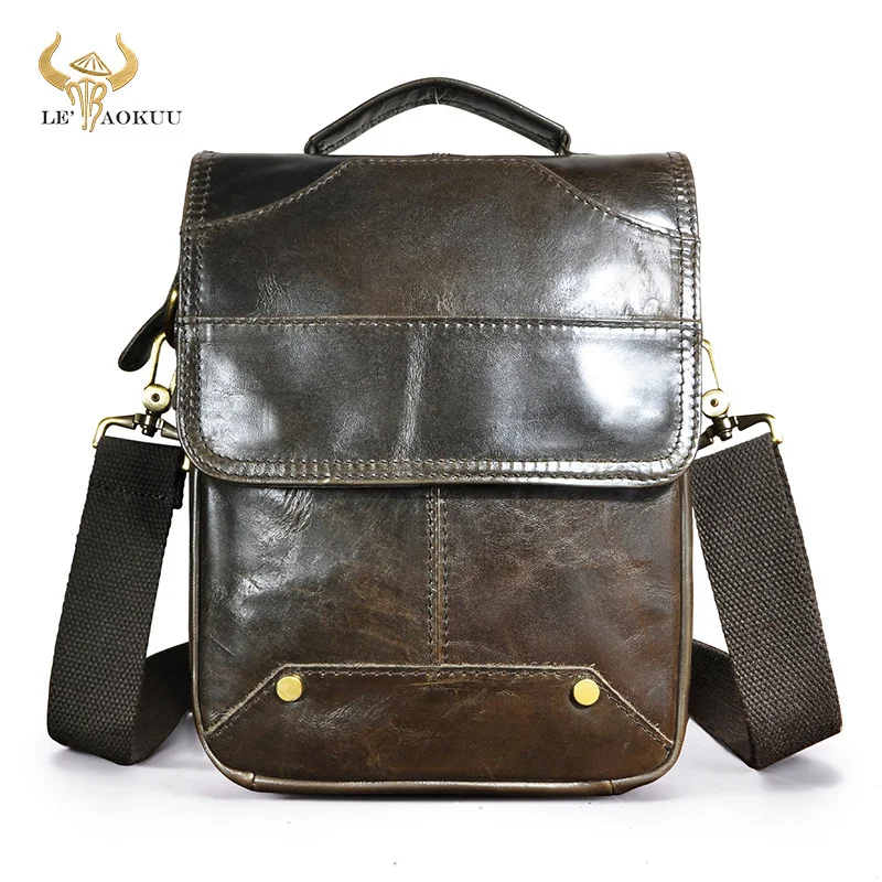 

Hot Sale Oil Wax Leather Male Fashion Travel Tote Messenger Designer Satchel Cross-body Shoulder bag 8" Tablet Pouch For Men 151
