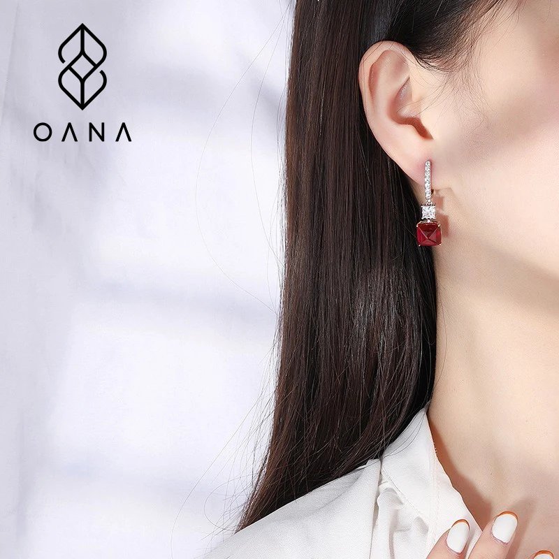 

OANA Women's Earrings S925 Whole Body Silver Best Selling Imitation Colored Treasures Candy Tower Full Diamond Jewelry