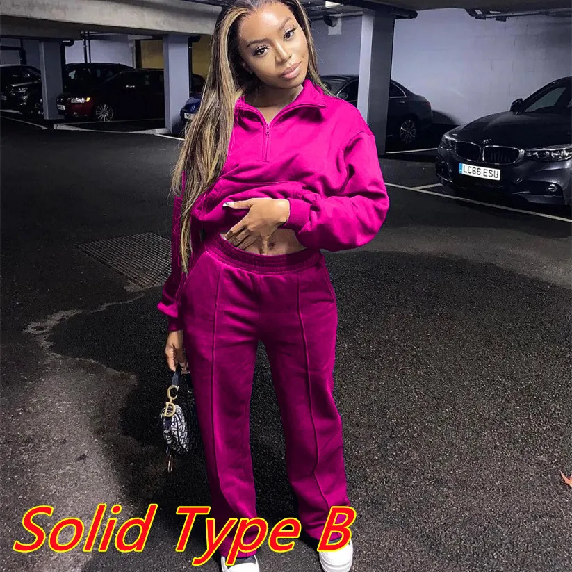 FAGADOER Pink Letter Print Zipper Two Piece Sets Women Zip Stand Collar Sweatshirt + Straight Pants Tracksuit Spring Fall Outfit images - 6