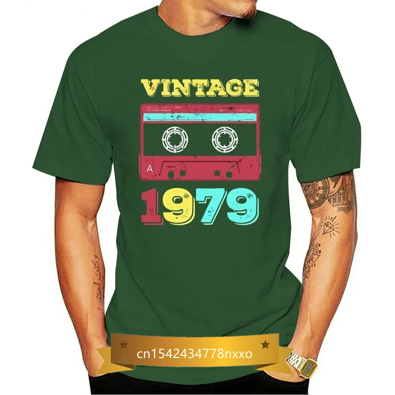 

1979 summer printed men's shirt funny vintage birthday gift cassette 40 birthday party ф т б о л seem и T